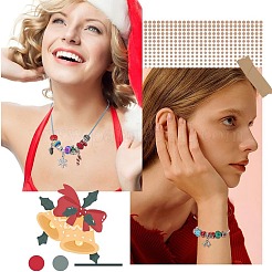 クリスマステーマ DIY ヨーロッパブレスレットネックレス作成キット  アクリル & 合金 & エナメル ヨーロピアン ビーズ & ダングル チャームを含む  ブレスレット作り  ネックレス作り  ミックスカラー  24個/箱&nbsp;DIY-WH0308-346