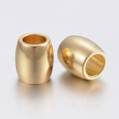 304ステンレススチールビーズ  バレル  ゴールドカラー  11x10mm  穴：6mm&nbsp;STAS-F155-21G