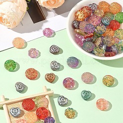 80個 4スタイル ベーキングペイント 透明ガラスビーズ  混合図形  ミックスカラー  14.5~18x15~18x5~7.5mm  穴：1~1.4mm  20個/スタイル&nbsp;DGLA-YW0001-66