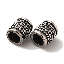 304ステンレススチールヨーロピアンビーズ  大穴ビーズ  コラム  アンティークシルバー  10x9.5mm  穴：6mm&nbsp;STAS-A080-36AS