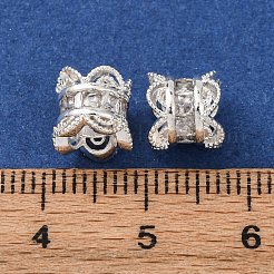 真鍮パヴェクリアキュービックジルコニアビーズ  ラックめっき  長持ちメッキ  銀  7.5x8mm  穴：3.5mm&nbsp;KK-L272-06S
