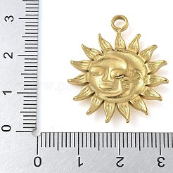 イオンプレーティング（IP）304ステンレスペンダント  太陽のチャーム  14KGP本金メッキ  29.5x25x3mm  穴：3mm&nbsp;STAS-B075-10G-04