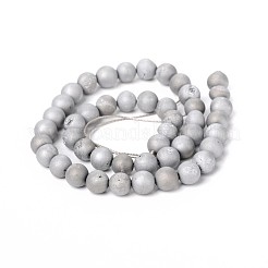 Electroplate Natural Agate Round Bead Strands&nbsp;G-M171-12mm-01