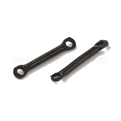 304ステンレススチールリンク  バーコネクタチャーム  ブラック  15x2.5x1.5mm  穴：1.4mm&nbsp;STAS-Q323-05A-EB