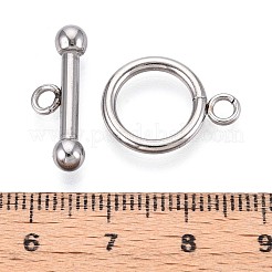 変色しない304ステンレススチールリングトグル留め具  ステンレス鋼色  19x14x2mm  穴：2.8mm  バー：7.5x21x4mm  穴：2.8mm&nbsp;STAS-A092-09I-P