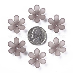 透明なアクリルビーズ  艶消し  花  濃いグレー  20.5x18.5x6.5mm  穴：2mm  約342個/200g&nbsp;X1-MACR-S373-107-D02