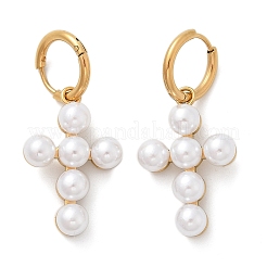 304 Stainless Steel Plastic Pearl Dangle Earrings&nbsp;EJEW-U044-01G