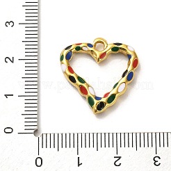 304ステンレスペンダント  エナメル  ゴールドカラー  ハートチャーム  カラフル  21x20.5x3mm  穴：2.5mm&nbsp;FIND-WH0161-28A