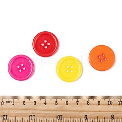 アクリル縫い付け用ボタン  衣装デザインのためのプラスチック製のシャツのボタン  4穴  染め  フラットラウンド  ミックスカラー  25x3mm  穴：2mm&nbsp;BUTT-E076-D-M
