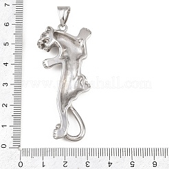 304ステンレススチール製ビッグペンダント  ヒョウのチャーム  変色しない  ステンレス鋼色  58.5x26.5x8.5mm  穴：8.5x5.5mm&nbsp;STAS-C164-03P