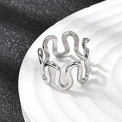 女性用304ステンレススチールオープンカフリング5個  ステンレス鋼色  8~16mm  内径：16.5~18mm&nbsp;RJEW-K313-04P