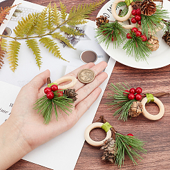 Christmas Theme Wooden Napkin Rings&nbsp;AJEW-WH0261-90