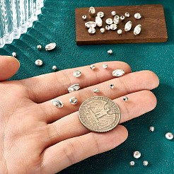 40個 4スタイル 925スターリングシルバーコルゲートスペーサービーズ  銀  3~7x2.5~3mm  穴：1.2~2mm&nbsp;STER-TA0001-34
