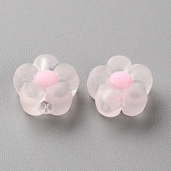 透明なアクリルビーズ  艶消し  二層ビーズ  花  ピンク  12x12.5x6mm  穴：2.5mm  約893個/500g&nbsp;TACR-S152-06C-SS2112