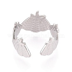 Adjustable 304 Stainless Steel Cuff Rings for Women&nbsp;RJEW-N052-01P