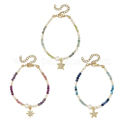 Brass Micro Pave Clear Cubic Zirconia Charm Bracelets&nbsp;BJEW-JB14399