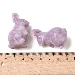 天然レピドライト彫刻ディスプレイ装飾  ホームオフィスデスク用  兎  38~39.5x24~25.5x21~22mm&nbsp;G-C244-01I