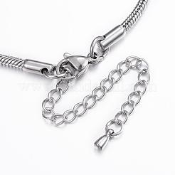 変色しにくい304ステンレススチール製スネークチェーンブレスレット  ステンレス鋼色  7-7/8インチ（200mm）  2.5mm&nbsp;BJEW-H491-01P