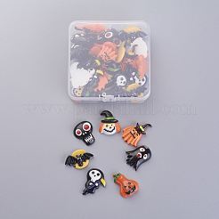 ハロウィンモチーフの樹脂カボション  混合図形  ミックスカラー  8.2x8.2x2.7cm  35個/箱&nbsp;CRES-X0010-07