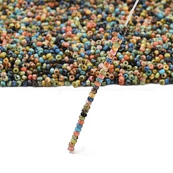 ピカソガラスシードビーズ  丸い穴  ラウンド  ミックスカラー  1.5x1mm  穴：0.6mm  約1400個/袋&nbsp;EGLA-K064-09