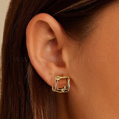 925 Sterling Silver Square Stud Earrings&nbsp;EJEW-H167-04G
