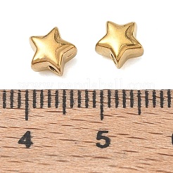 304ステンレススチールビーズ  スター  イオンプレーティング（ip）  18KGP本金メッキ  6.5x6.5x4mm  穴：1mm&nbsp;SA-CBA740F-22G