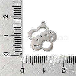 変色しない201ステンレススチールペンダント  レーザー切断  ステンレス鋼色  花のチャーム  15x14x1mm  穴：0.8mm&nbsp;STAS-E206-05P-01