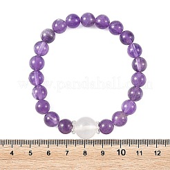2Pcs 2 Styles Natural Amethyst & Quartz Crystal Round Beaded Stretch Bracelet Sets&nbsp;BJEW-TA00751