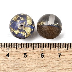 Walnut Wood with Resin Gold Foil Beads&nbsp;WOOD-G025-01D