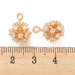 真鍮チャーム  ガラスと  ラウンド  ゴールドカラー  15x10mm  穴：1.5mm&nbsp;KK-C060-01G