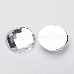 模造台湾アクリルラインストーンフラットバックカボション  多面カット  半円/ドーム  透明  25x6mm  100個/袋&nbsp;GACR-D002-25mm-01