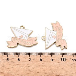 合金エナメルチャーム  あなたに飛ぶという言葉で飛行機  ライトゴールド  カラフル  20x29x1.5mm  穴：2mm&nbsp;FIND-B007-02LG