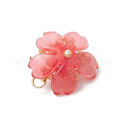 手作りのガラスシードビーズの桜ペンダント  アクリルと304ステンレス鋼の丸カンループ付き  レッド  18.5x18.5x11.5mm  穴：2.5mm&nbsp;PALLOY-MZ00763-04