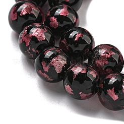 手作りシルバー/金箔lampworkビーズ連売り  ラウンド  フラミンゴ  10.5~11x10mm  穴：1.5~1.6mm  約50個/連  19.53インチ（49.6cm）&nbsp;LAMP-L079-07C