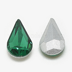 ポイントガラスラインストーンカボション  バックメッキ  多面カット  ティアドロップ  med.emerald  8x5x3mm&nbsp;RGLA-T082-5x8mm-15