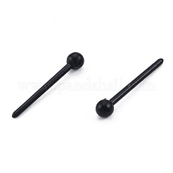プラスチック製の小さなボール スタッド イヤリング  女性用ポストイヤリング  ブラック  14x2.5mm  ピン：0.9mm&nbsp;EJEW-N022-01G