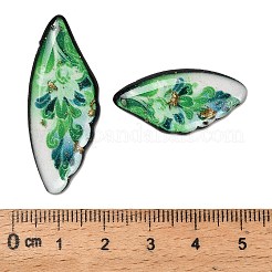 4個4スタイル透明エポキシ樹脂ペンダント  花柄の翼  スパンコールと金箔付き  グリーン  29~39x14〜X 2.5mm  穴：1mm&nbsp;RESI-B032-02B