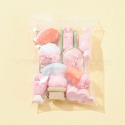 10 個 10 スタイル不透明樹脂かわいい豚模造食品デコデンカボション  ピンク  14~31x14.5~33x12~19mm  1個/スタイル&nbsp;CRES-FS0001-13