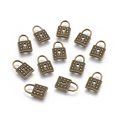 合金ペンダント  カドミウムフリー＆ニッケルフリー＆鉛フリー  南京錠  アンティークブロンズ  13x8x2mm  穴：2mm&nbsp;X-PALLOY-A18537-AB-FF