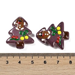クリスマステーマの手作りランプワークビーズ  クリスマスツリー  ココナッツブラウン  25~26.5x18.5~22.5x6.5~7.5mm  穴：1.6~1.8mm&nbsp;LAMP-I027-07Q