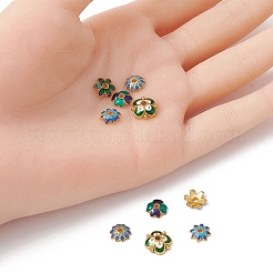 10 個 5 スタイル合金エナメルビーズキャップ  花  ミックスカラー  7~9.5x7~9.5x2~3.5mm  穴：1~1.5mm  2個/スタイル&nbsp;ENAM-YW0003-22