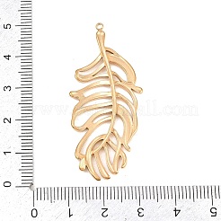 中空 304 ステンレス ペンダント  フェザーチャーム  ゴールドカラー  50x22x2mm  穴：2mm&nbsp;STAS-Z194-03G-01