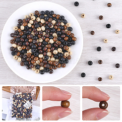 400Pcs 4 Styles  Natural Wood Beads&nbsp;WOOD-GF0002-15A