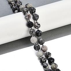 Natural Black Netstone Beads Strands&nbsp;G-G182-B08-05