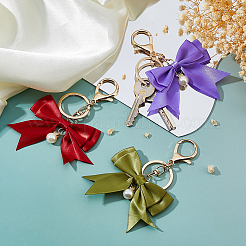 6Pcs 6 Colors Polyester Bowknot Keychain&nbsp;KEYC-FH00074