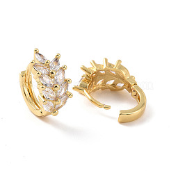 Clear Cubic Zirconia Wheat Hoop Earrings&nbsp;EJEW-F298-18G