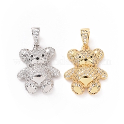 Brass Cubic Zirconia Pendants&nbsp;ZIRC-K089-16G