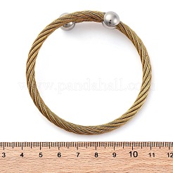 女性用304ステンレススチールトルクバングル  イオンプレーティング（ip）  ゴールデン·ステンレス鋼色  5/8インチ（1.65cm）  内径：2-3/8x2-1/4インチ（5.9x5.8cm）&nbsp;BJEW-P310-19GP