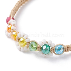 Flower Shape Braided Bead Bracelet&nbsp;BJEW-TA00039-04