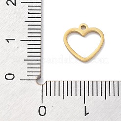 304ステンレススチールチャーム  レーザー切断  18KGP本金メッキ  ハート  10x10x1mm  穴：1.2mm&nbsp;STAS-R003-01G-02